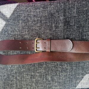 J. Crew Brown Leather Belt with Metallic Buckle